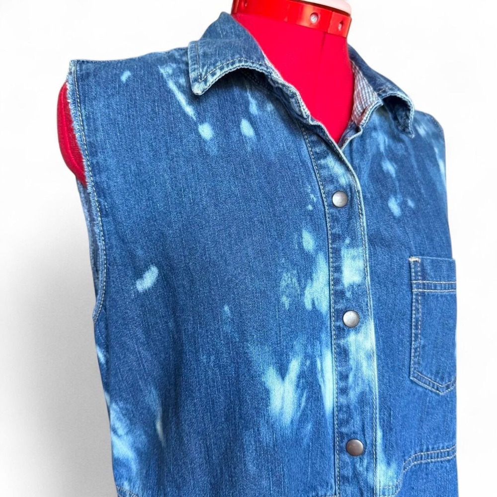 vintage 90s Bobbie Brooks sleeveless blue denim maxi dress tie dye size medium - Picture 2 of 8